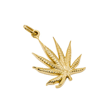 Yellow 14k Yellow Gold Marijuana Pendant